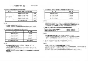 ごみ処理手数料一覧